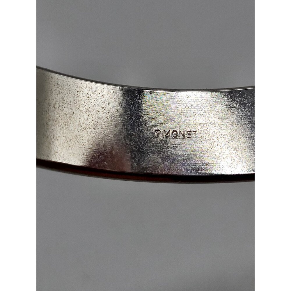 MONET Women's Silver Tone Bangle Bracelet Brushed Textured Vintage Classic - Picture 3 of 7